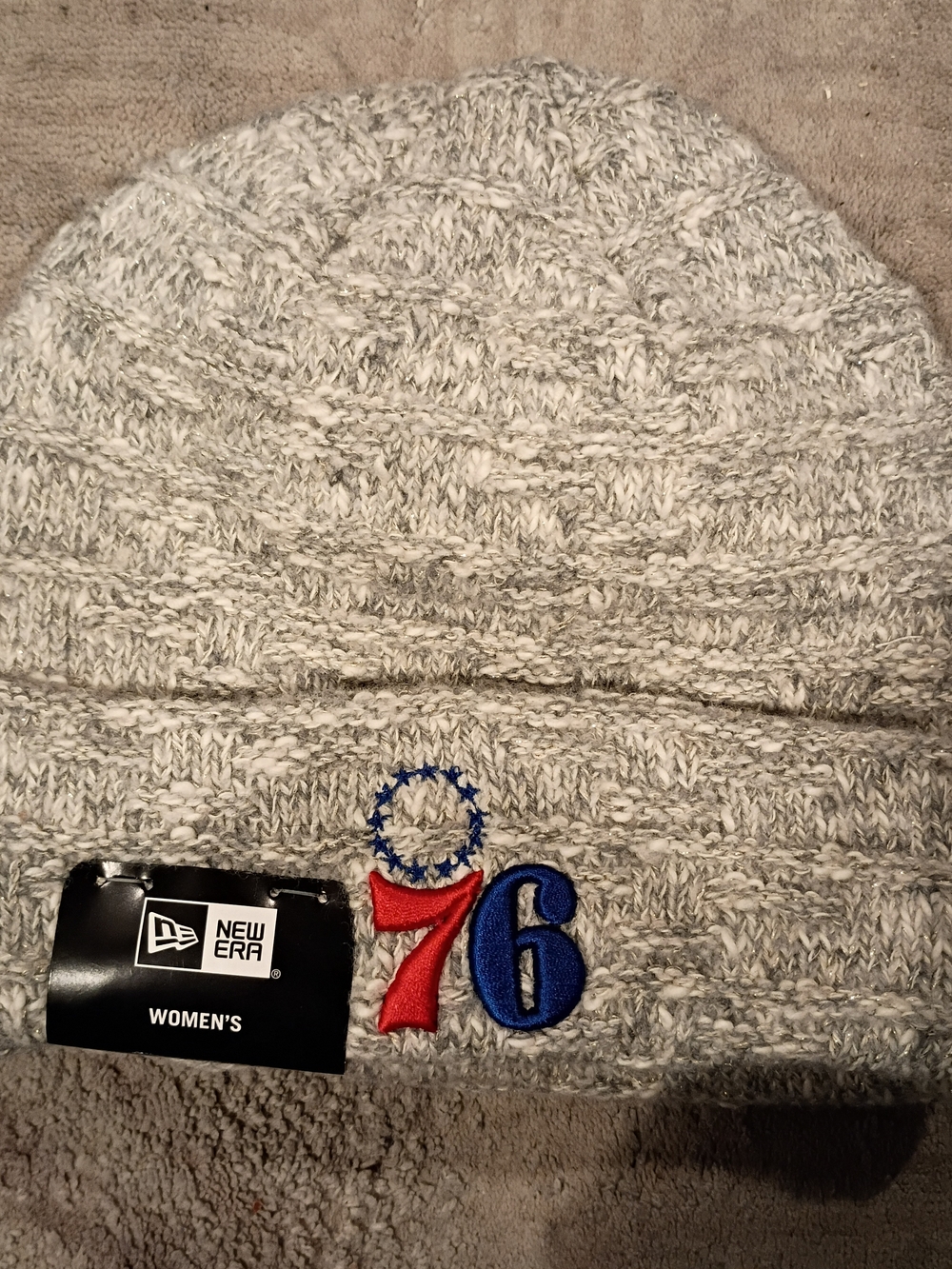 New Era Women's Gray Knit Beanie Philadelphia 76ers
